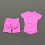 HISTELLO Seamless Impact Gym Set – Short Sleeve Activewear (2PCS)