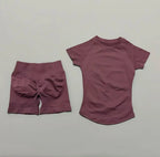 HISTELLO Seamless Impact Gym Set – Short Sleeve Activewear (2PCS)