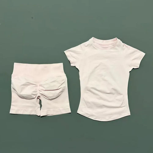 HISTELLO Seamless Impact Gym Set – Short Sleeve Activewear (2PCS)