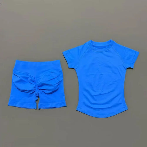 HISTELLO Seamless Impact Gym Set – Short Sleeve Activewear (2PCS)