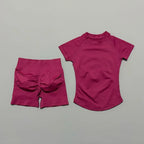 HISTELLO Seamless Impact Gym Set – Short Sleeve Activewear (2PCS)